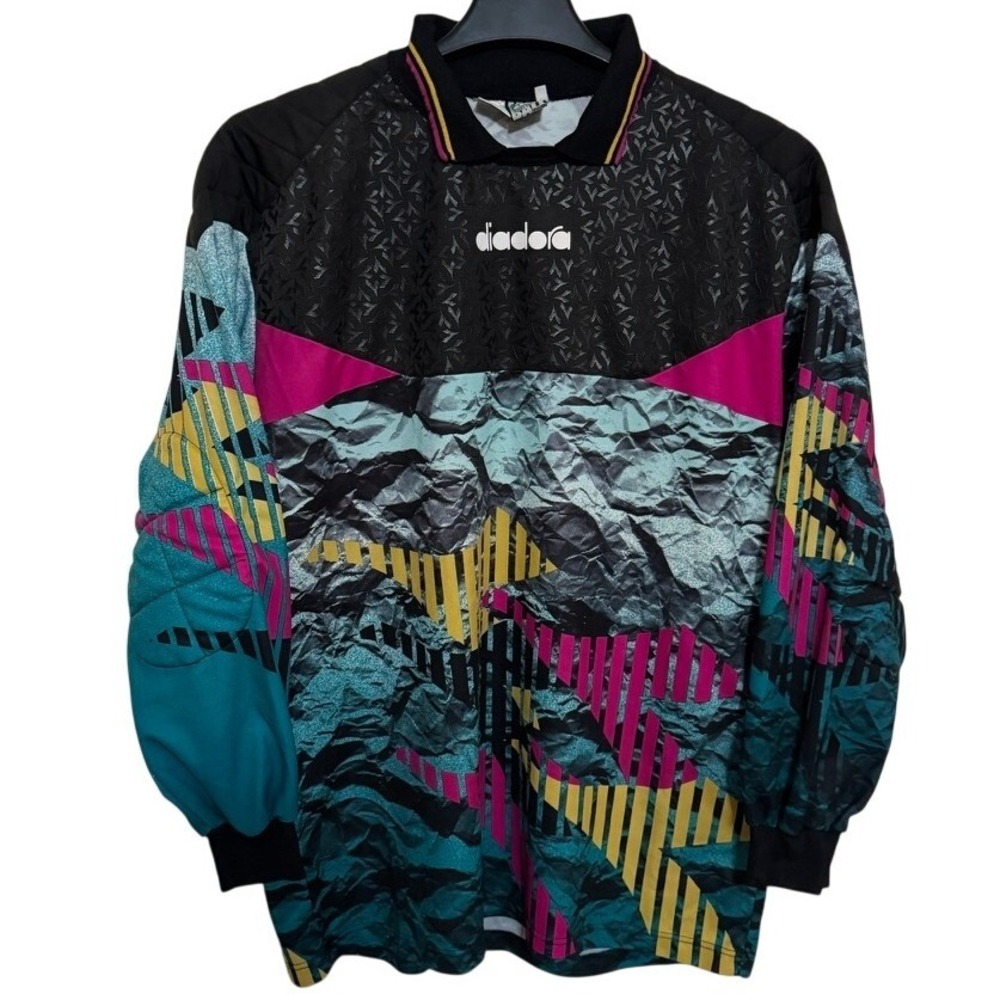 Vintage Diadora Soccer Goalie Jersey Shirt Mens XXL Made In Italy‎ Abstract Blue